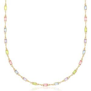 18k gold plated multicolor crystal baguette necklace for women statement jewelry
